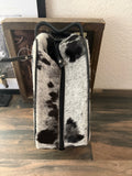 Toiletry bag black + white cowhide