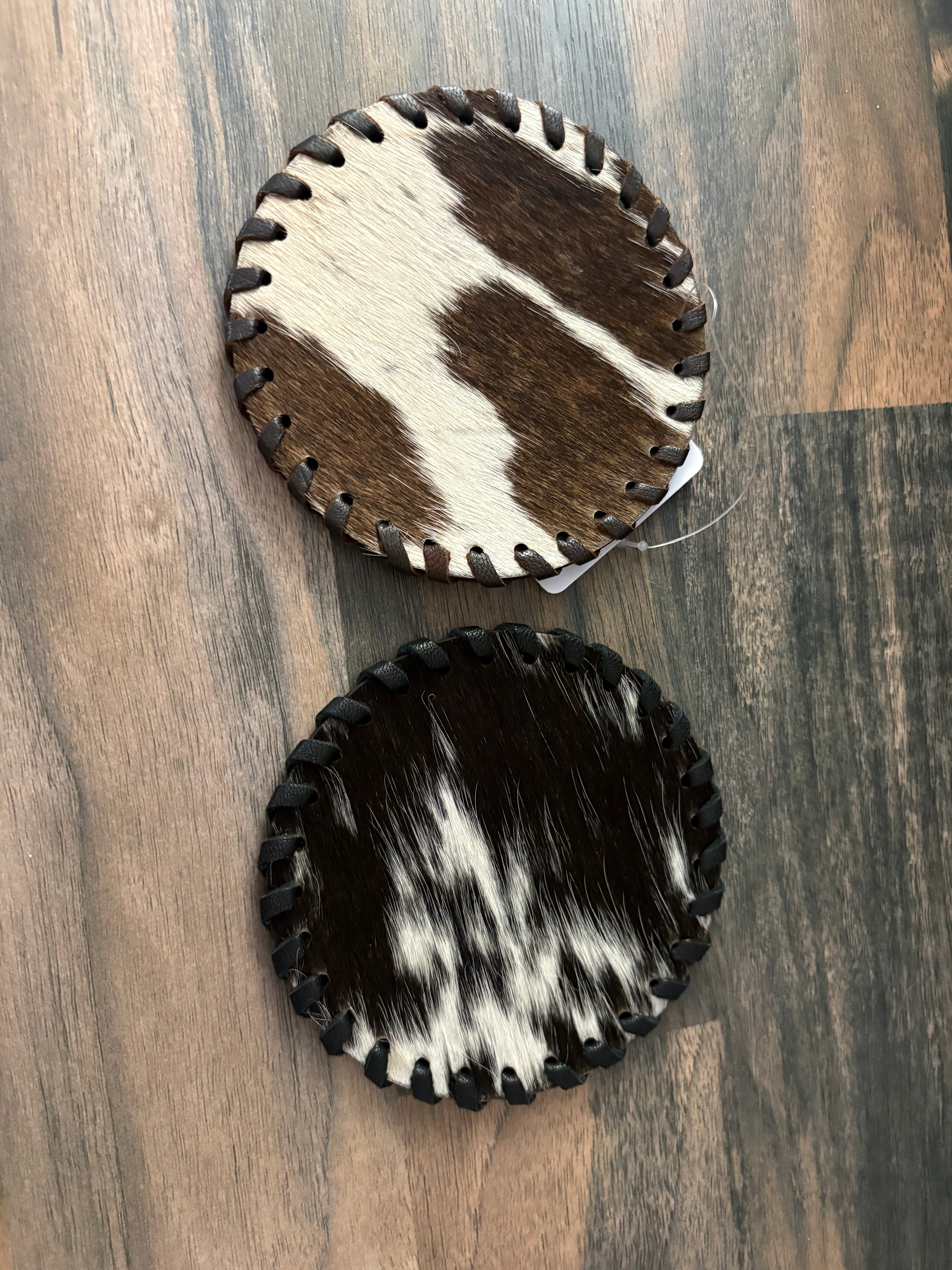 Hair on hide leather coasters